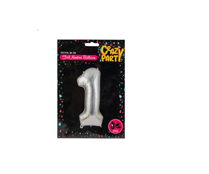 Crazy Party - Silver Foil Helium Balloon 1 (86cm) F-03 x 4