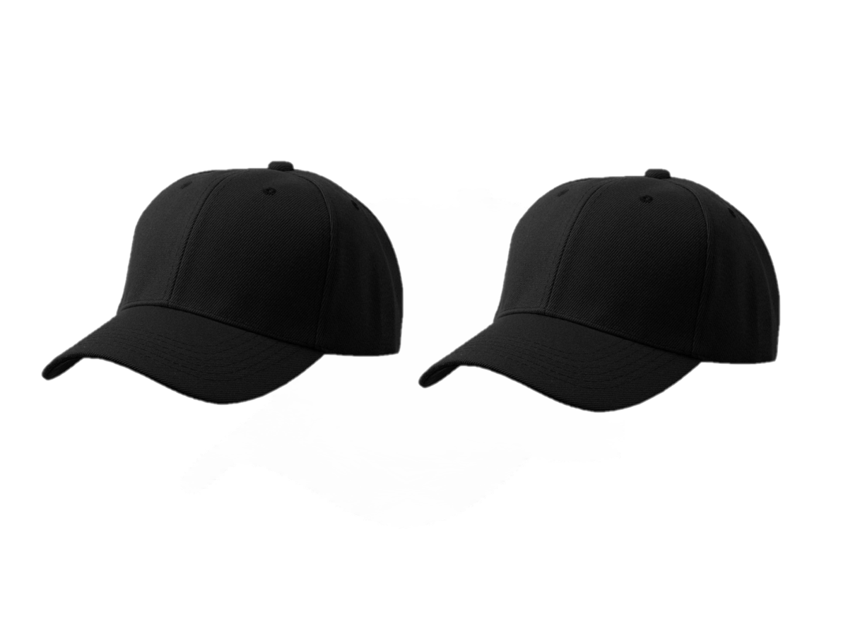 Plain Six Panel Black Baseball Caps , for Men and Women Set of 2 Shop