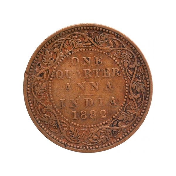 1882 One Quarter Anna Coin of Victoria Empress of Bombay
