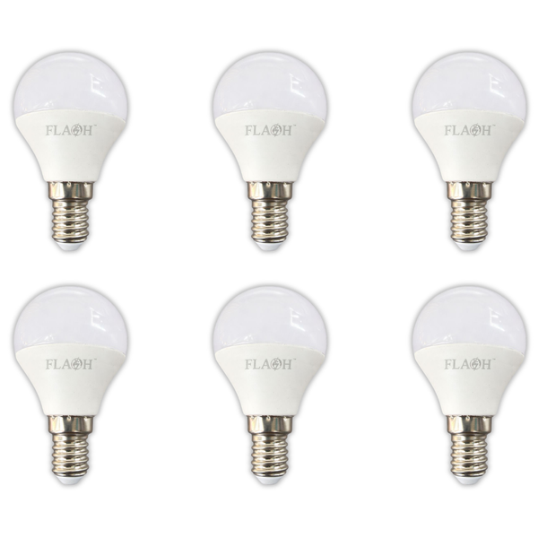 Flash 3W LED G45 Golf Ball Bulb E14 6000K- 6 Pack