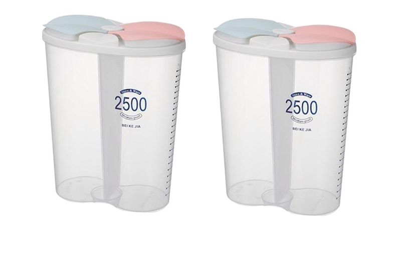 2Pcs 2 in 1 BPA Free Divided Food Container With Lids - 2.5L