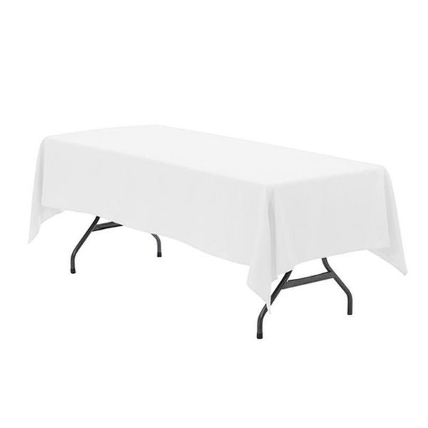 10 Seater Rectangular Short White Tablecloth