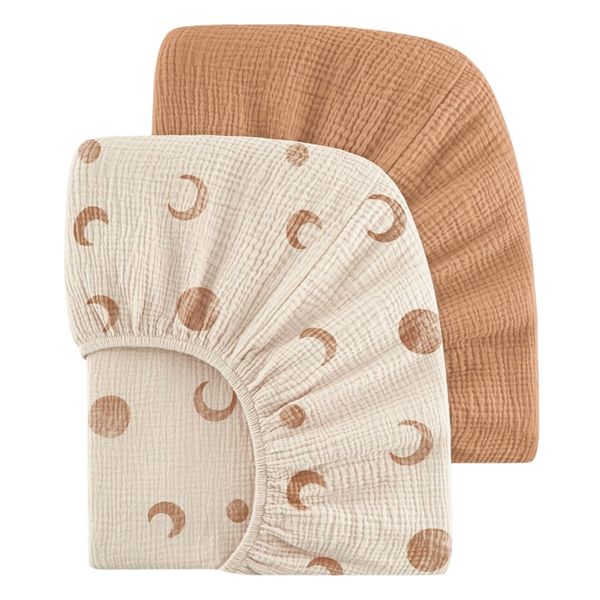 2 Pack Cotton Muslin Crib Sheets Fit Standard Crib &amp; Toddler Bed Mattress