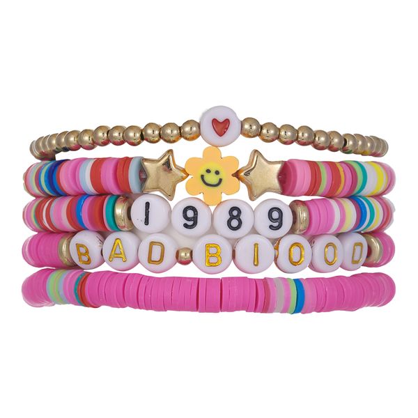 5 Pieces Friendship Bracelets Set,Swiftie Preppy Concert Jewelry Gift