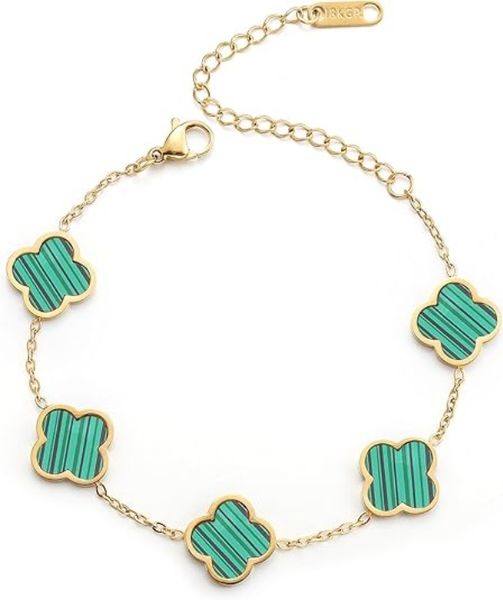 Green 18K gold-plated clover lucky bracelet