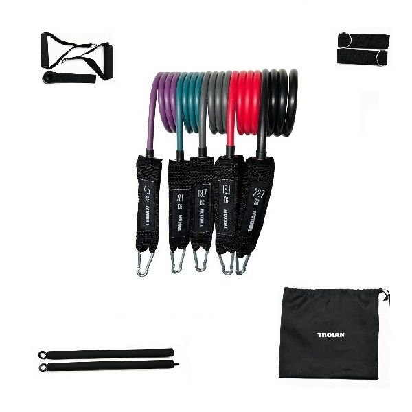 Trojan 5 Level Resistence Tube Fitness Set Attaches any Door Toning Stregth