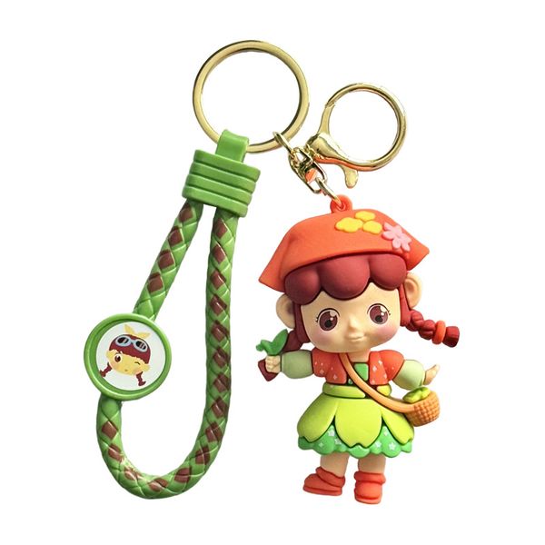 Cute Orange Flower Picking Elf Keychain