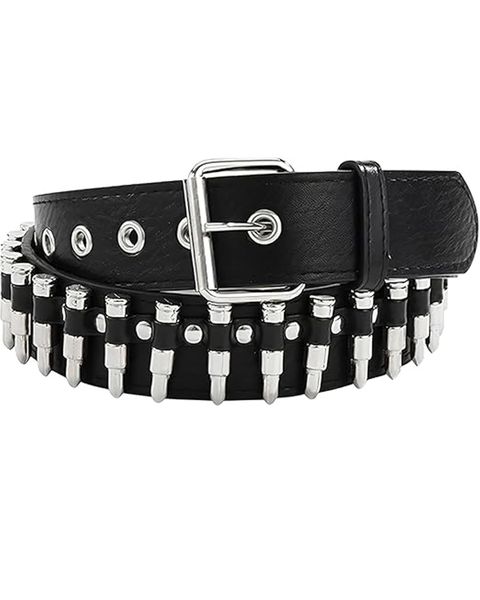 Punk Rivet Belts for Women Black Studded Gothic Belt with Metel Buckle