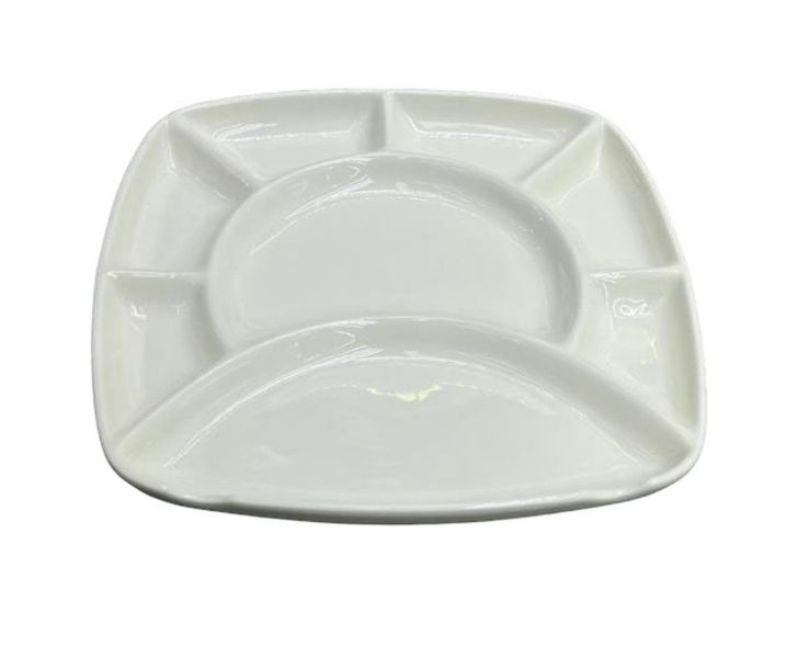 White Ceramic Fondue Plate 9 inch -Set of 2