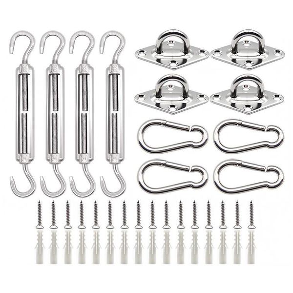 44 Pcs Shade Sail Hardware Kit Stainless Steel Hardware Kit for Triangle