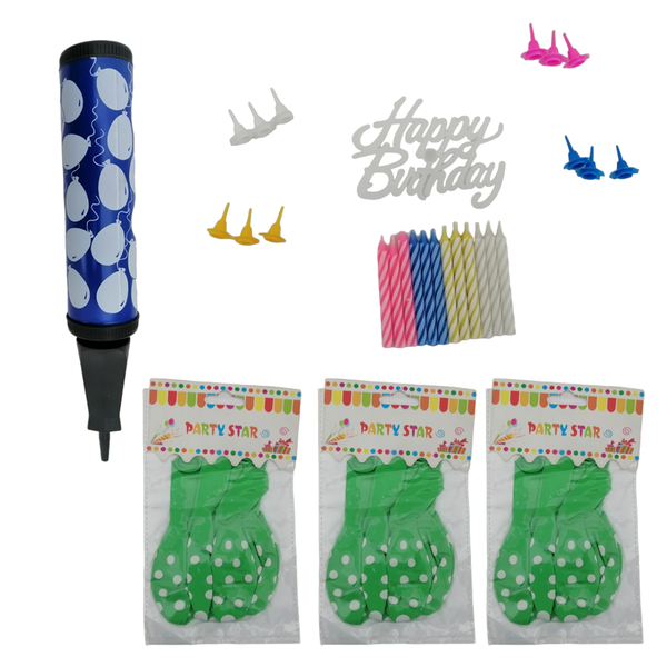 Polka Balloon Inflator &amp; Birthday Candle Set