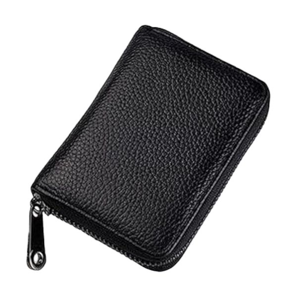 RFID Blocking Faux Leather Textured Multi Card Holder Wallet - Black
