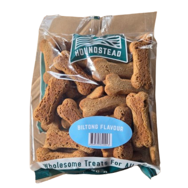 Houndstead Biltong Flavour Dog Biscuits Treats 500g