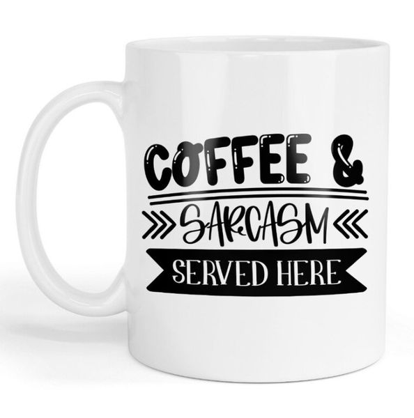 Coffee and Sarcasm Served Here Christmas Birthday Gift Mug