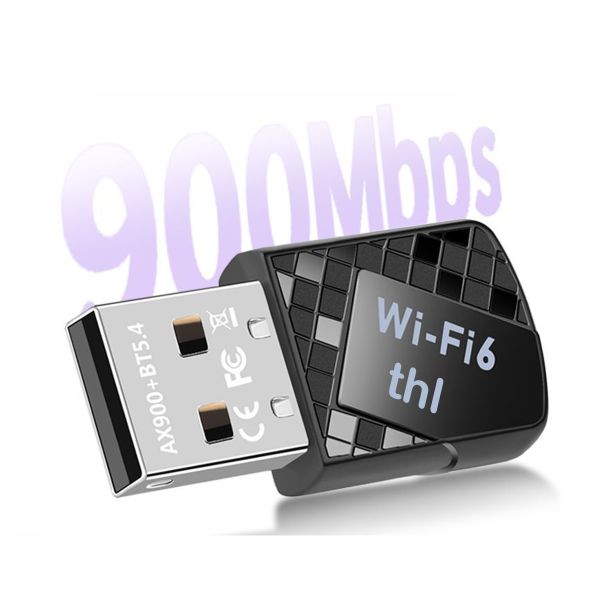 thl 2-in-1 900Mbps USB WiFi 6 &amp; Bluetooth 5.4 Adapter Wireless Combo for PC