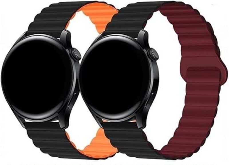 2pcs Magnetic Clasp Silicone Watch Band Compatible with Galaxy Watch 20mm