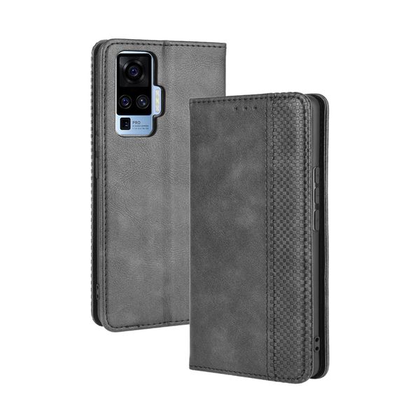 Flip Cover for Vivo X50 Pro Magnetic Buckle Retro Patterned Leather Case