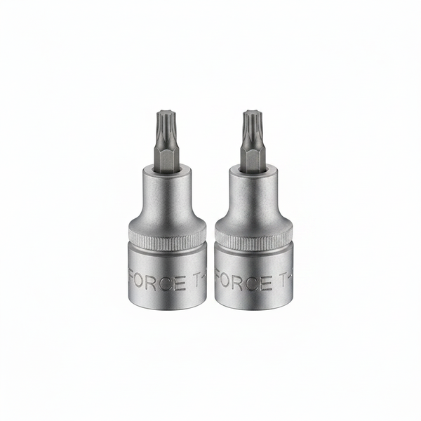 Force 1/2 Inch Drive T60 Male Torx Socket Bit - Chrome Molybdenum - 2 Pack