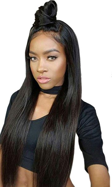 24" Frontal Lace Straight Brazilian Wig - 100% Virgin Hair, Natural Colour