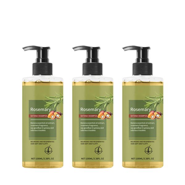 3 Pack Rosemary Batana Shampoo for Fresh Soft Voluminous Daily Hair Care