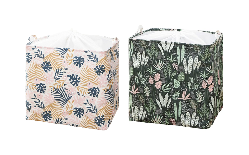 2 Pcs Portable Square Shape Foldable Large Capacity Laundry Basket - 100L