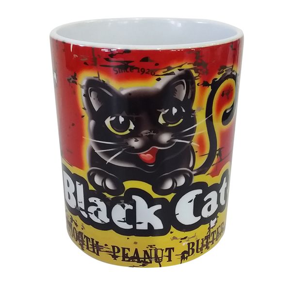 Vintage `Kitchen Tin` Coffee Mug - Black Cat Peanut Butter Mug
