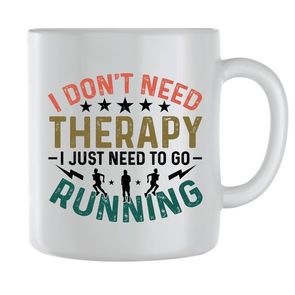 No Therapy Coffee Mugs for Men Women Running Graphic Saying Cup Present 178