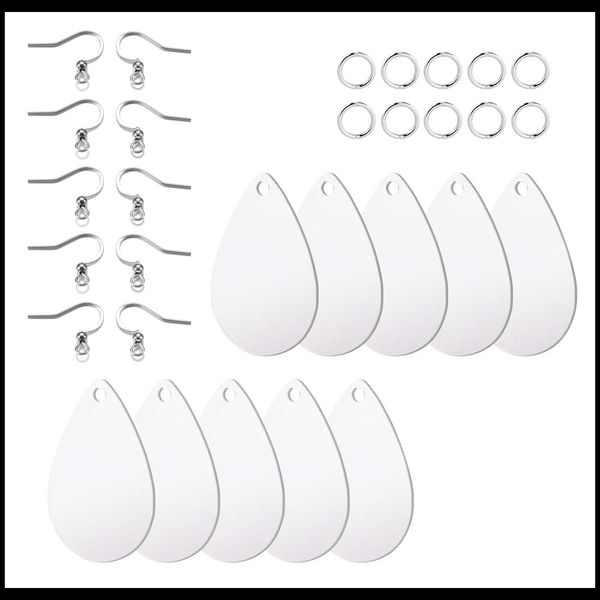 Pack of 5 Clear Acrylic Blanks Teardrop Earring Blanks