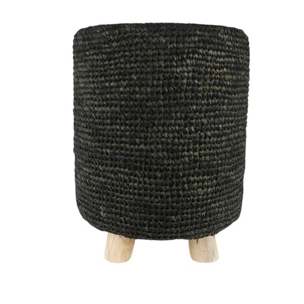 Stool - Raffia woven with Wooden Legs
