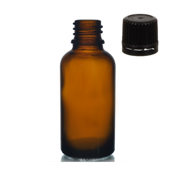 30ml Amber Glass Dropper Bottle with Black Cap - 10 Pack