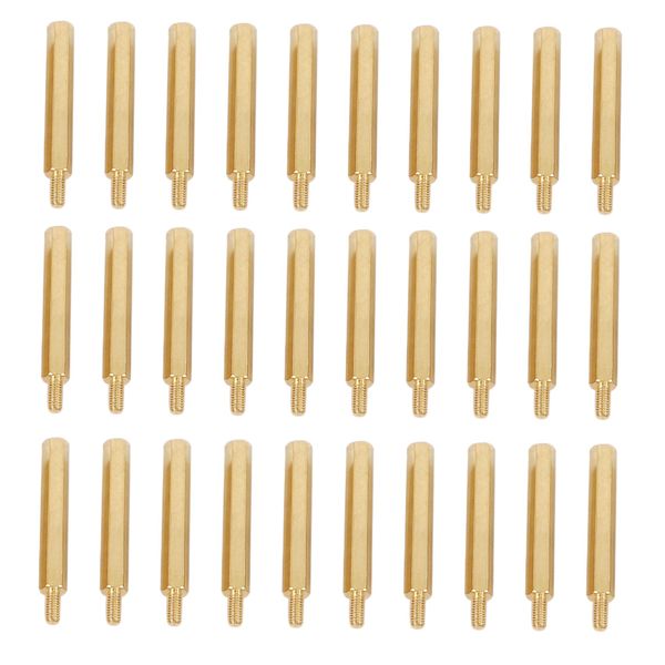 30Pcs M3 3mm Male Female Brass PCB Spacer Hex Stand-Off Pillar 30mm