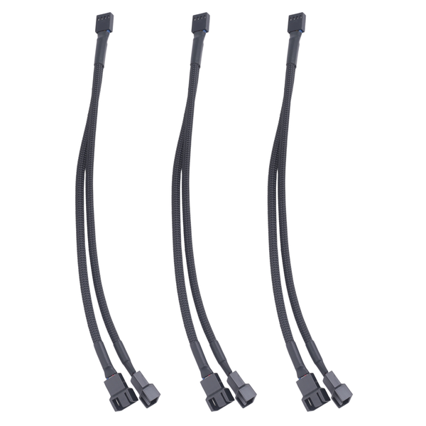 3Pcs PWM Fan Splitter Cable 2Way 4Pin Y Sleeved Extension Power Cable