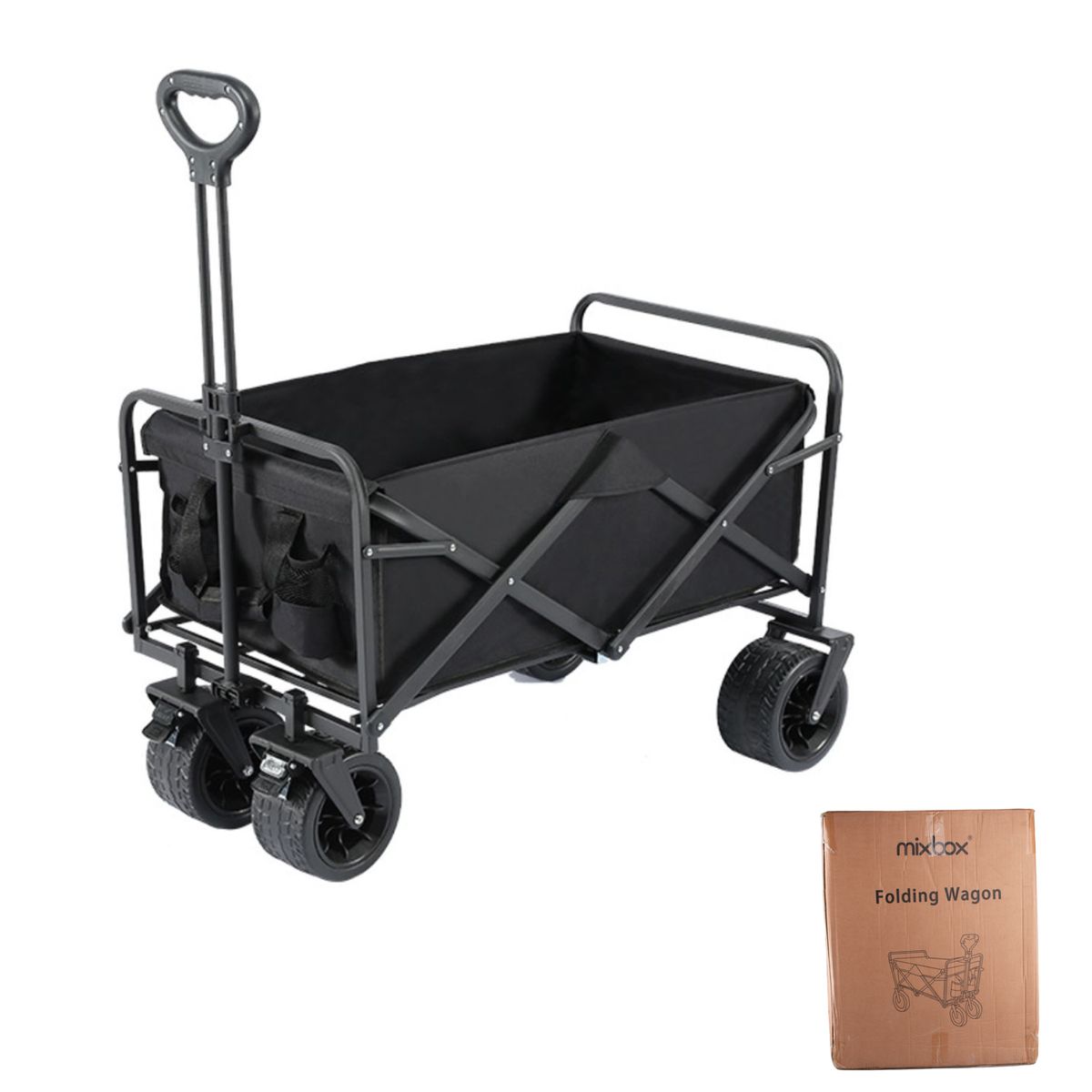Mix Box 90cmx47cm Double Brake Folding Camping Cart Wagon With 10cm Wheels