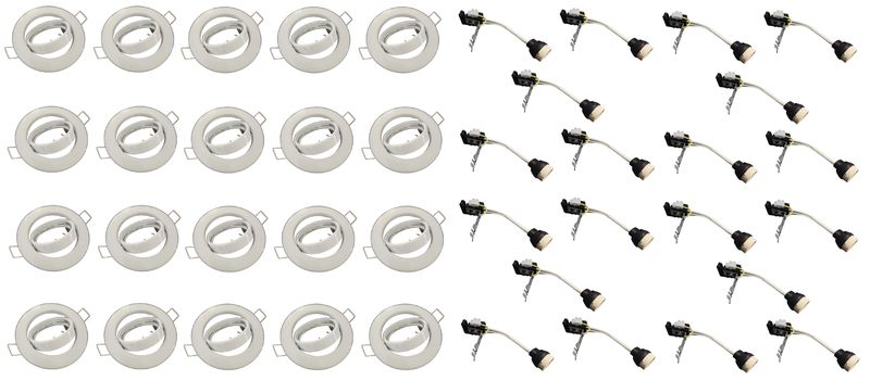Swivel Down Light Fittings &amp; Gu10 Holder With Bracket &amp; Connector - 20 Pack
