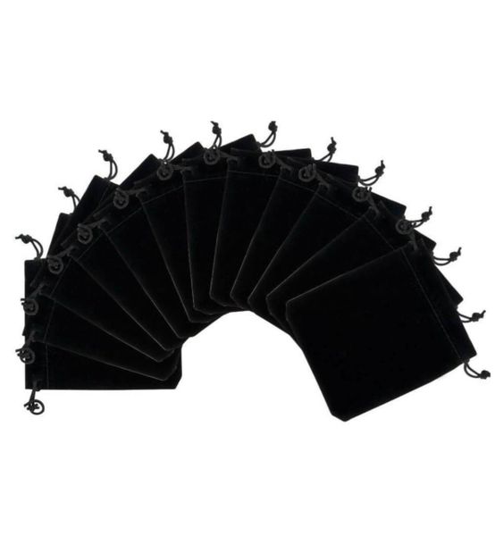 Black Velvet Drawstring Pouches - 7x9cm, 25-Pack