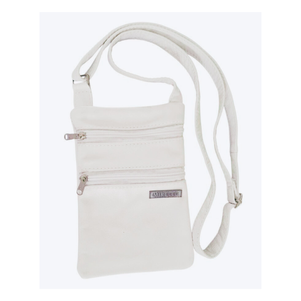 Leather 2-Pocket Crossbody Handbag - Genuine Leather Bag | Mirelle