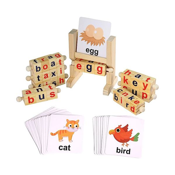 Montessori Toys Toddlers Reading Blocks Kids Educational Alphabet Toys