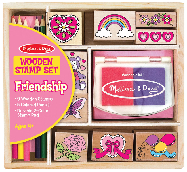 Melissa &amp; Doug Wooden Stamp Set - Friendship (9 Stamps)