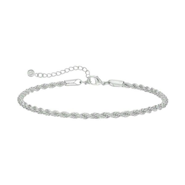 Mens' Rope Design Bracelet With Adjustable Length - Silver