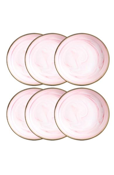 Premium Quality Porcelain Dish Pink Dinnerware and Golden Rim - 26cm