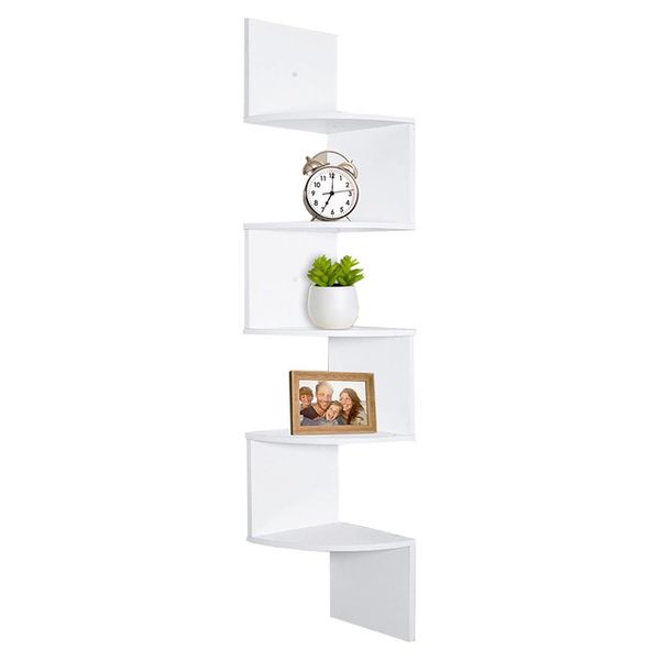 5 Tier Floating Corner Shelves For Wall Hanging Bookshelf Décor - 123cm Long