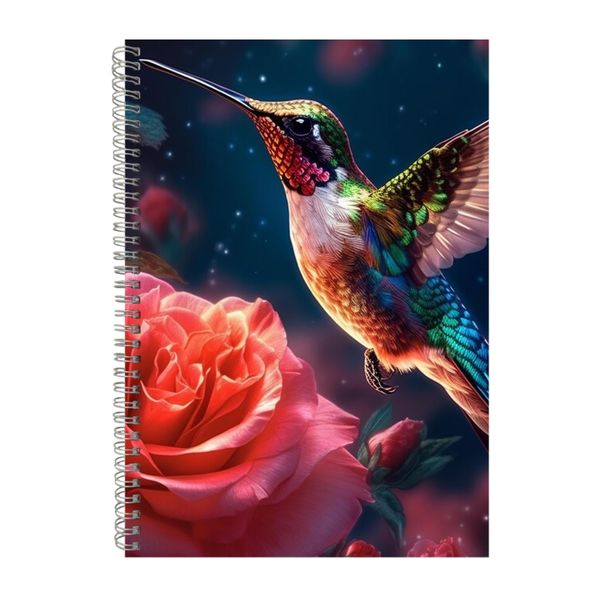 3D Small Hummingbird Pink Rose Notebook Gift Idea A4 Notepad Pad 108