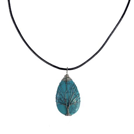 Earth Stone Collection - Wire Tree Of Life - Turquoise Stone Necklace Image