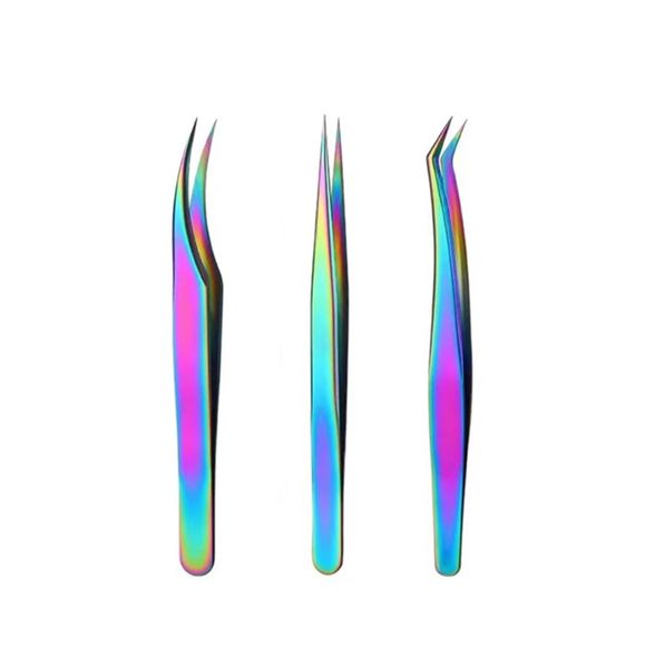 Rainbow Tweezers for Professional Eyelash Extension - 3 Pairs