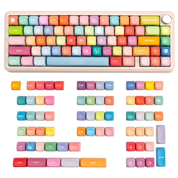 134Pcs PBT Keycaps Set XDA Profile for MX Switches Mechanical Keyboards