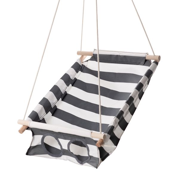 Just Canvas Baby Swing/Cradle/ Hammock - Grey and White Stripes