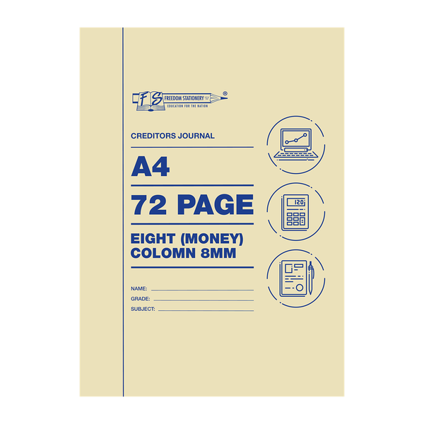 Freedom Stationery 72 Page A4 8MC Creditors Journal (Pack of 10)