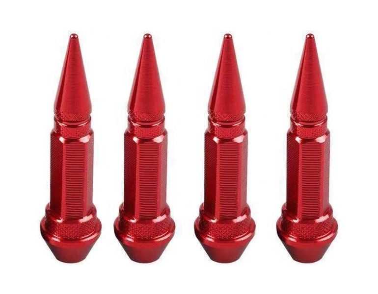 Tyre Valve Caps Spike Style 60mm Length - 4 Piece - Silver