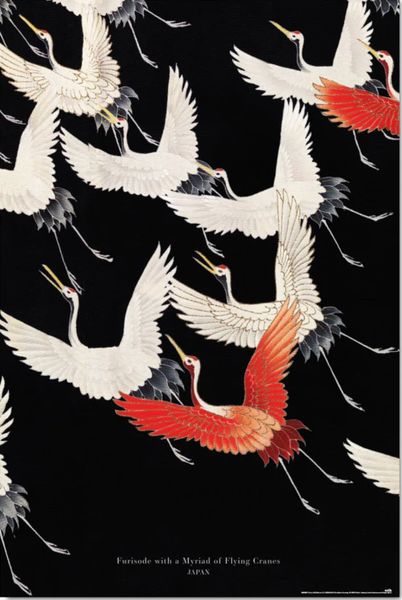 Myriad Of Flying Cranes Poster