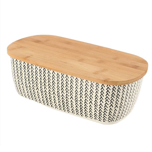 2 in 1 Bamboo Bread Bin and Wooden Cutting Board-Arrow Design